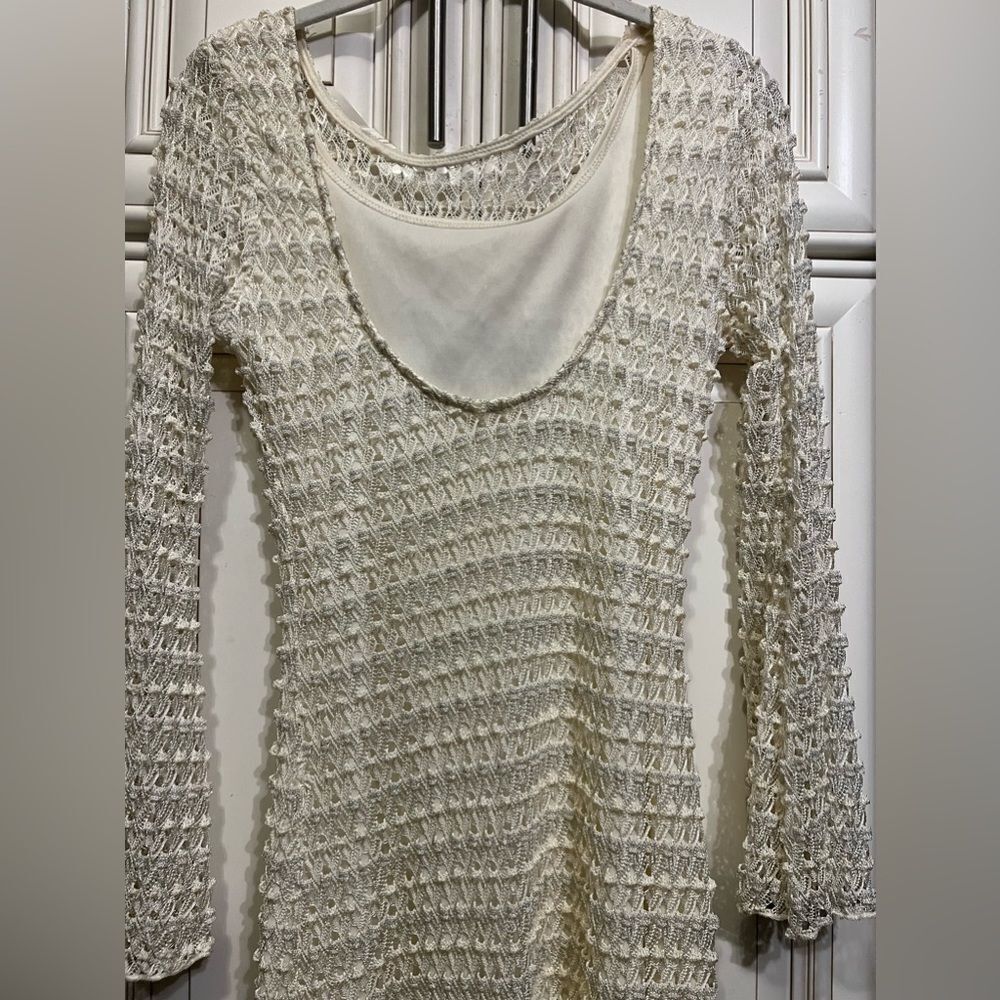 CHICO'S BLACK LABEL Long Sleeves Knee Length Crochet Woman's Size S
